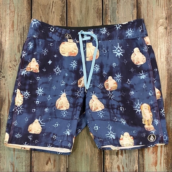 Volcom 34 Buddha Board Shorts Happy Peace Prosperity Enlightenment New Age Surf - Picture 10 of 12